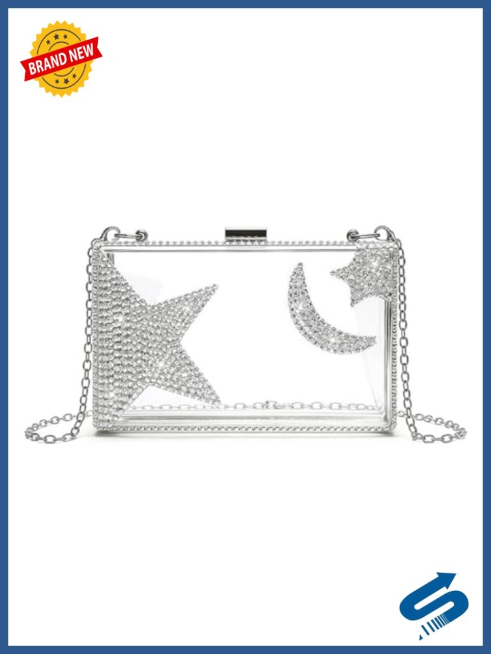 Acrylic Rhinestone Clutch Evening Bag Detachable Chain Handbag